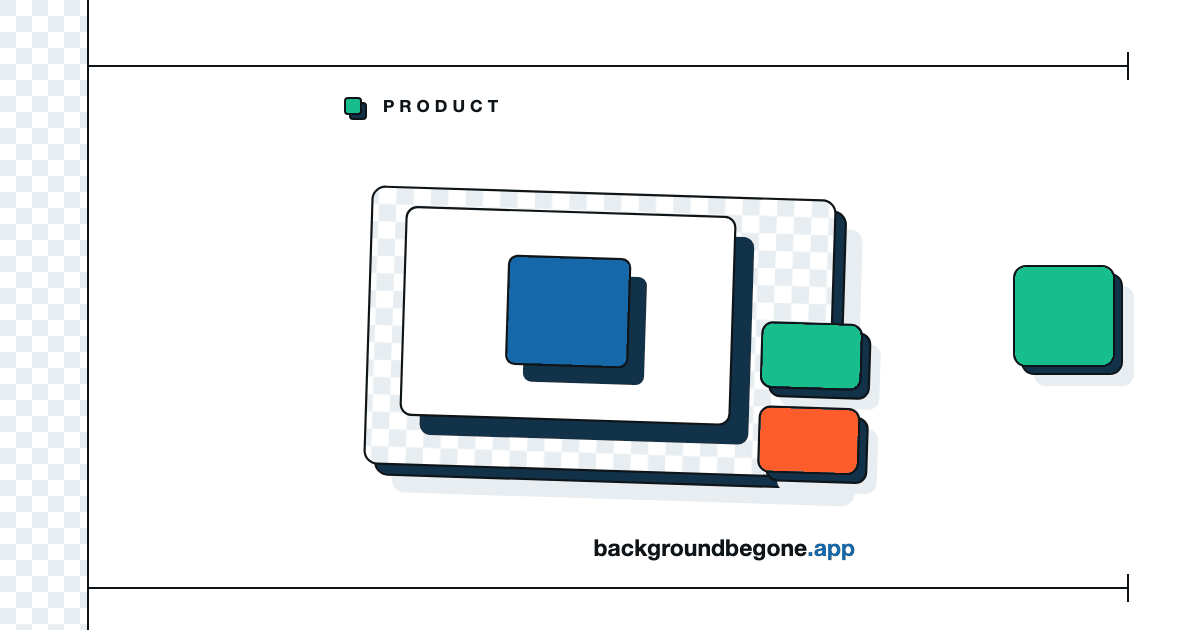 Flat illustration: a plain white swatch card laid over a panel of transparency checkerboard, under the label “Product photography”.