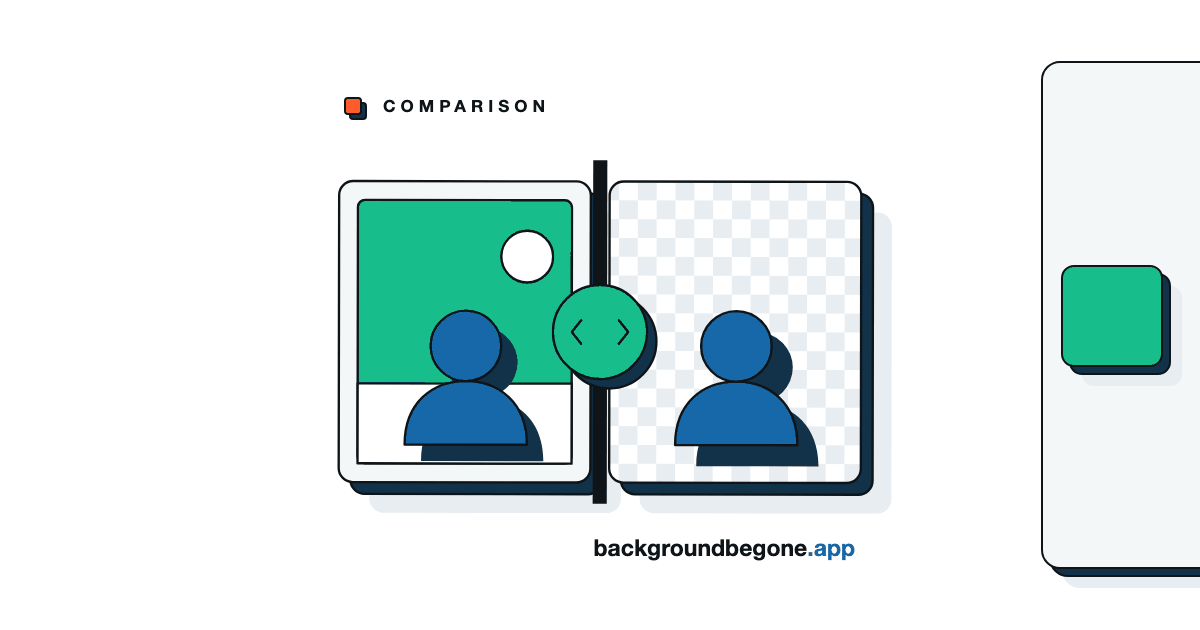 Flat illustration: a picture split by a divider handle, the original on one side and the cutout on the other, under the label “Comparisons”.