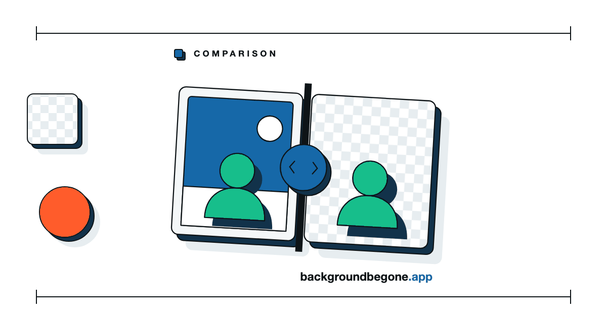 Flat illustration: a picture split by a divider handle, the original on one side and the cutout on the other, under the label “Comparisons”.