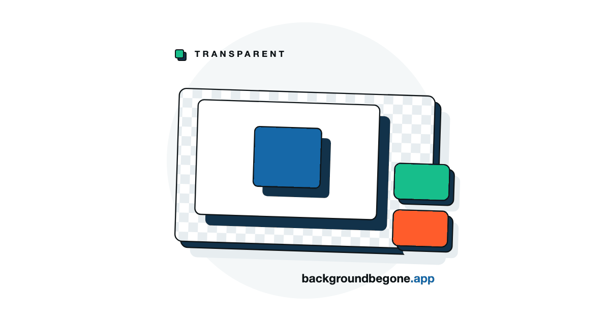 Flat illustration: a plain white swatch card laid over a panel of transparency checkerboard, under the label “Transparency”.