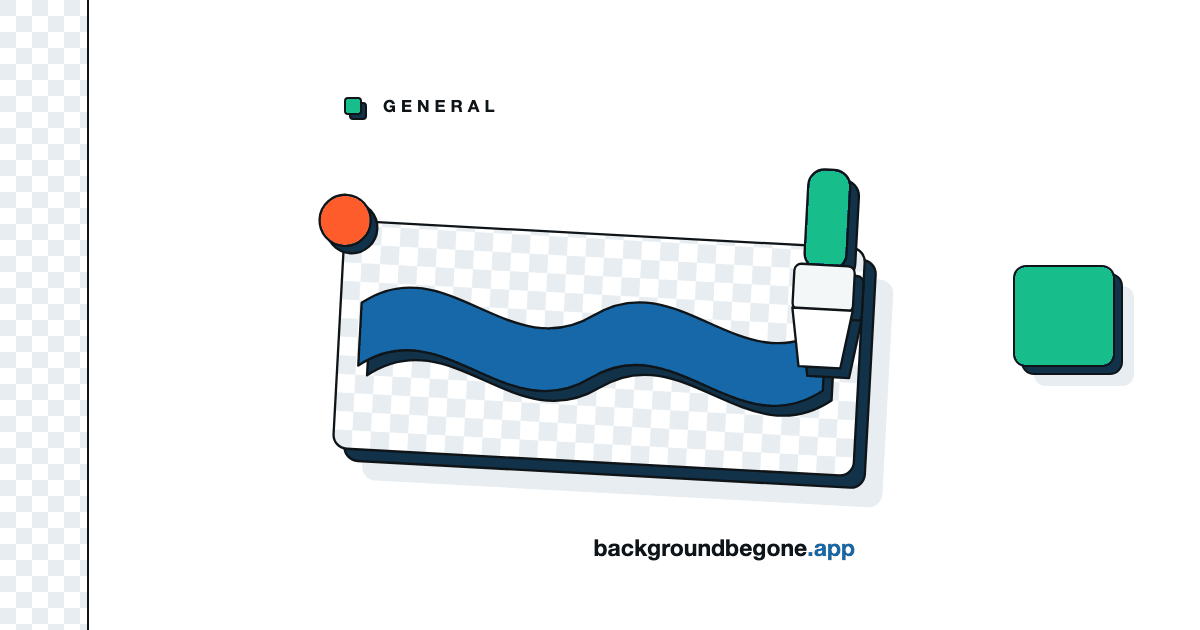 Flat illustration: a brush stroke sweeping across a picture to reveal the transparency checkerboard underneath, under the label “General”.