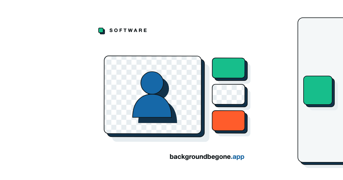 Flat illustration: a transparency checkerboard swatch with small PNG chips lifted off it, under the label “Other software”.