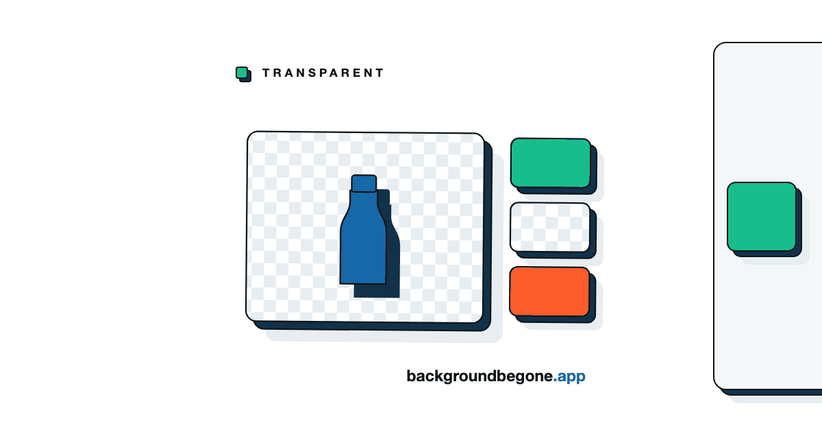 Flat illustration: a transparency checkerboard swatch with small PNG chips lifted off it, under the label “Transparency”.