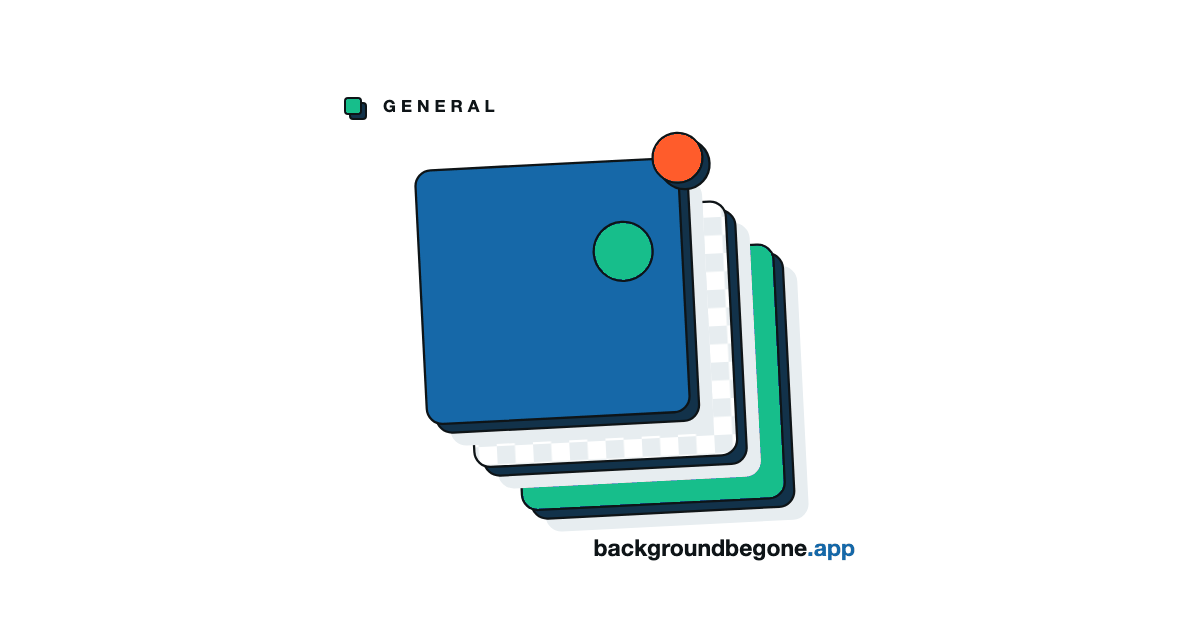 Flat illustration: a stack of layered panels, each lifted off the one below, under the label “General”.