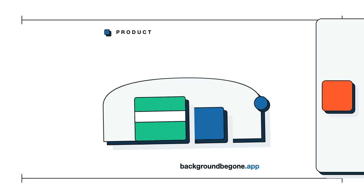 Flat illustration: a bottle and a box standing on a studio sweep, under the label “Product photography”.