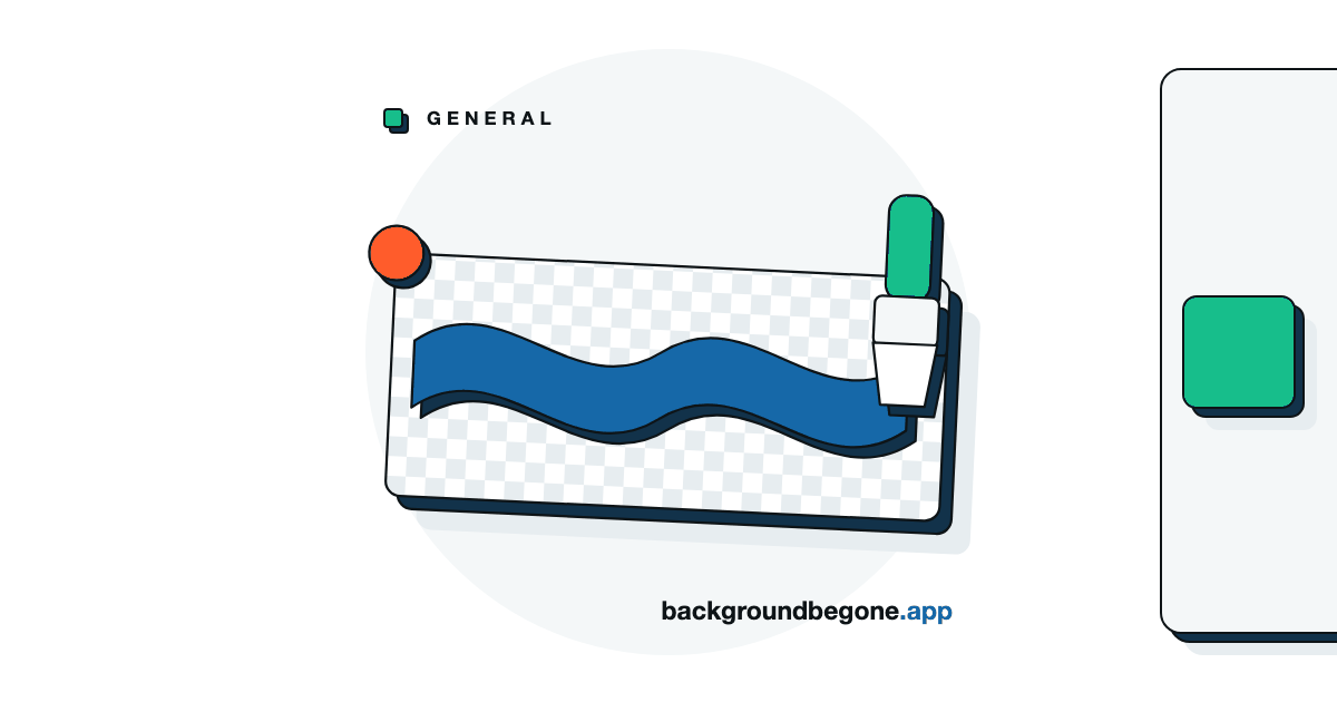Flat illustration: a brush stroke sweeping across a picture to reveal the transparency checkerboard underneath, under the label “General”.