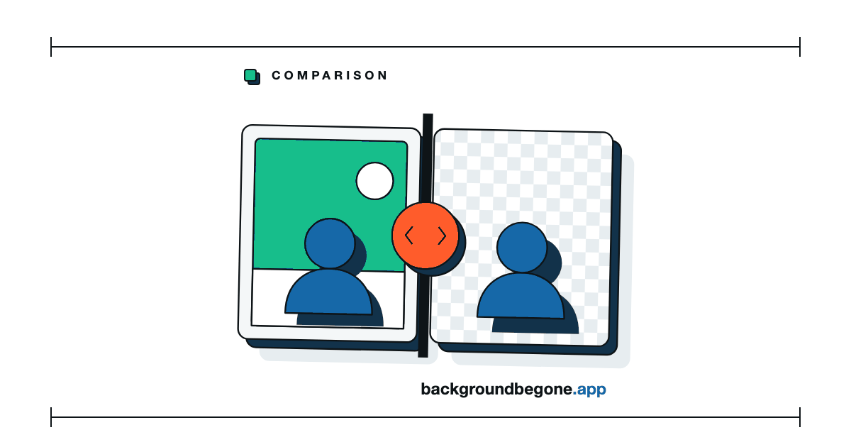 Flat illustration: a picture split by a divider handle, the original on one side and the cutout on the other, under the label “Comparisons”.