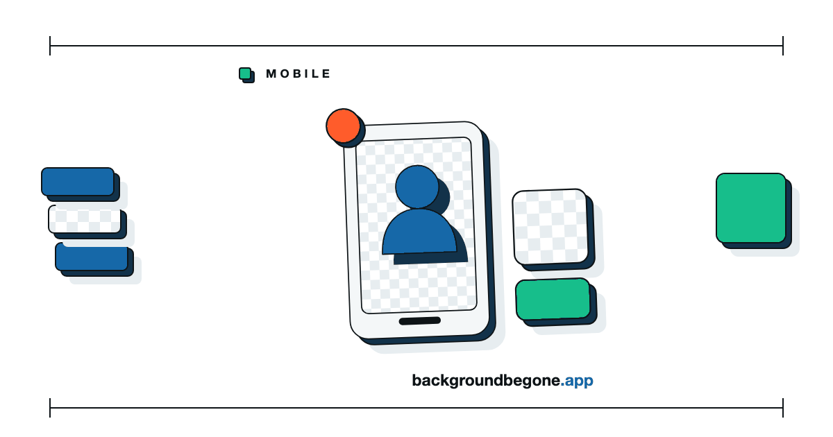Flat illustration: a phone with its subject stepping out of the screen, under the label “Phones & tablets”.