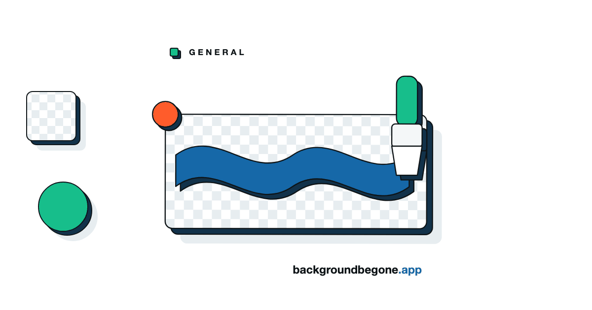 Flat illustration: a brush stroke sweeping across a picture to reveal the transparency checkerboard underneath, under the label “General”.