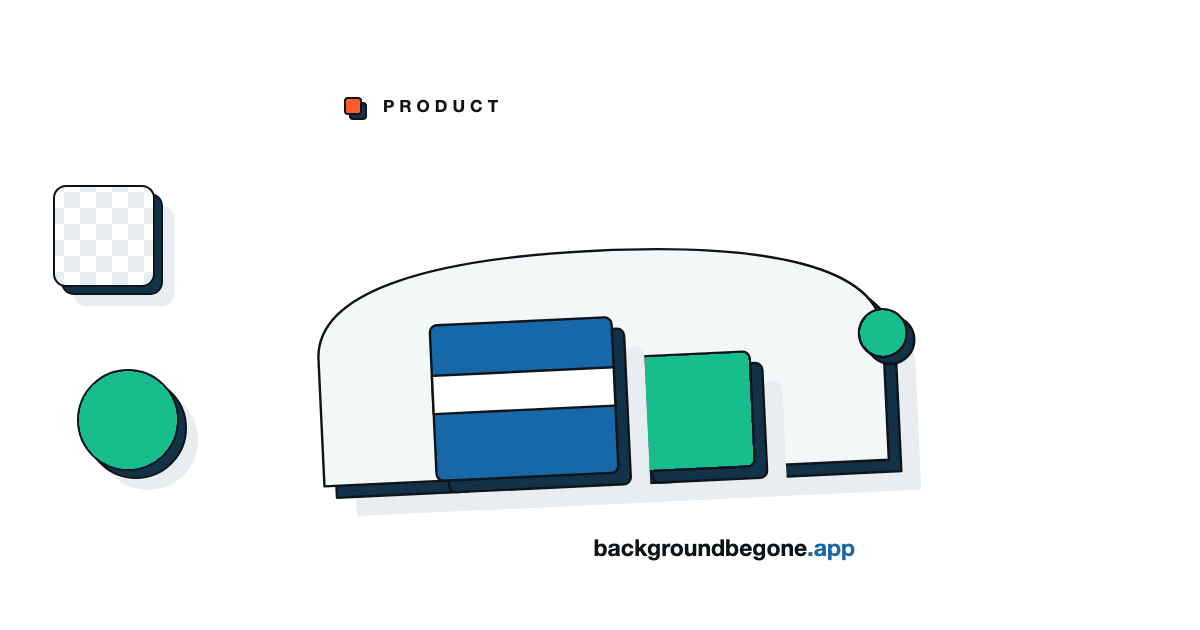 Flat illustration: a bottle and a box standing on a studio sweep, under the label “Product photography”.