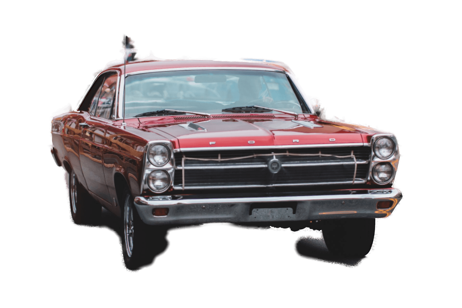 The same Ford Fairlane with its background removed, sitting on a transparency checkerboard
