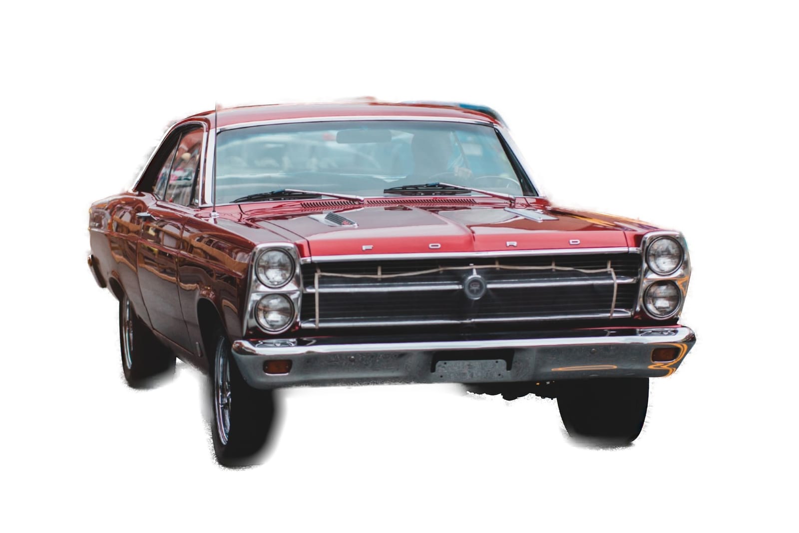 The Ford Fairlane composited onto a clean, even white background